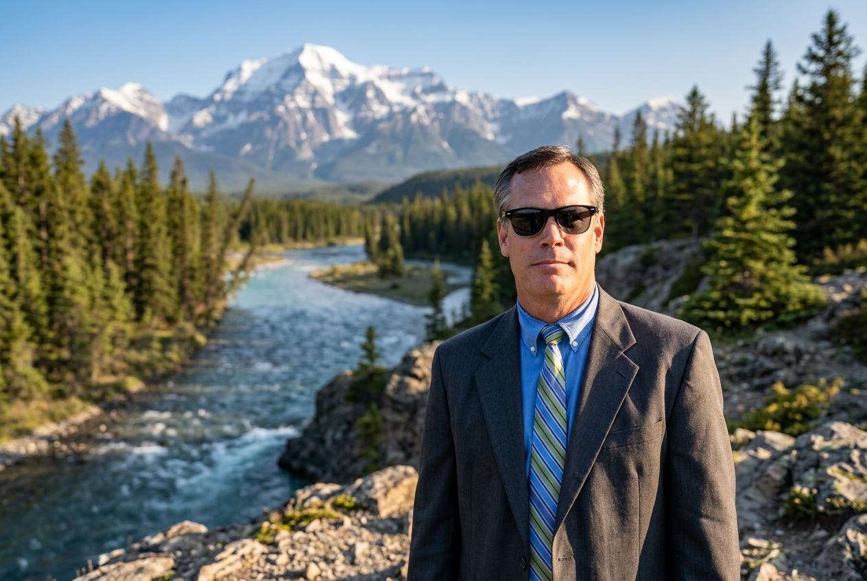 Forrest Garvin standing along a mountain river at first light